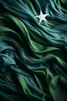 Pakistaans vlag golvend 3d realistisch kleding stof Pakistaans vlag achtergrond. generatief ai foto