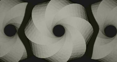 papier gedraaid oppervlakken spinnen in de donker, 3d renderen abstract achtergrond. foto
