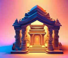 ai genereren foto 3d illustratie van een tempel met een poort in de midden-