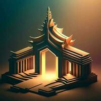 ai genereren foto 3d illustratie van een tempel met een poort in de midden-