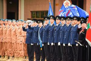 feestelijk optocht Aan mei 9 in slavjansk aan de Koeban, in eer van zege dag in de Super goed patriottisch oorlog. foto