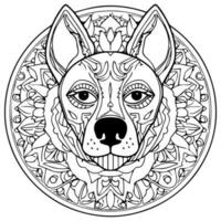 een schattig hond hoofd mandala kleur bladzijde ontwerp foto