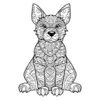 een zittend schetsen hond kleur bladzijde illustratie foto