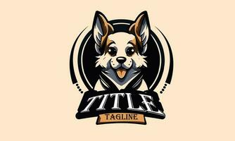 schattig hond hoofd insigne logo ontwerp foto