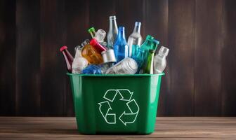 recycling concept, recycle teken voor ecologisch nul verspilling levensstijl. generatief ai foto