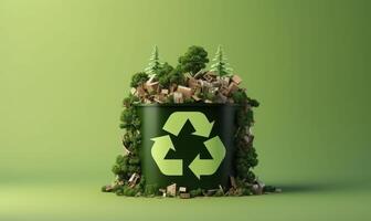 recycling concept, recycle teken voor ecologisch nul verspilling levensstijl. generatief ai foto