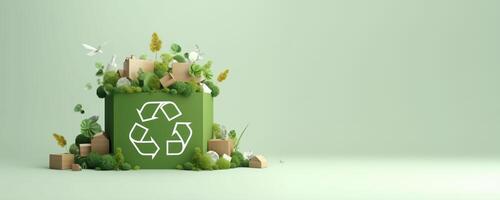 recycling concept, recycle teken voor ecologisch nul verspilling levensstijl. generatief ai foto