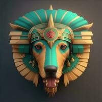 hond quetzalcoatl hoofd, symmetrisch, vlak icoon ontwerp, ai gegenereerd foto