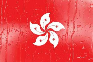 3d vlag van hong Kong Aan een glas foto