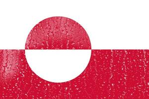 3d vlag van Groenland Aan een glas foto