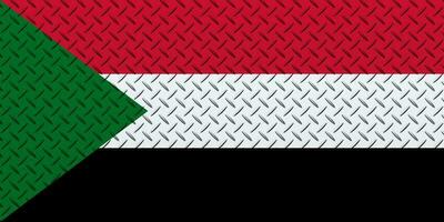 3d vlag van Soedan Aan een metaal muur achtergrond. foto