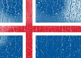 3d vlag van IJsland Aan een glas foto