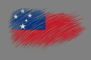 3d vlag van Samoa Aan wijnoogst stijl borstel achtergrond. foto