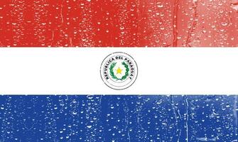 3d vlag van Paraguay Aan een glas met water laten vallen achtergrond. foto