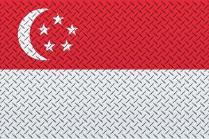 3d vlag van Singapore Aan een metaal muur achtergrond. foto