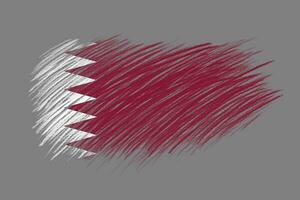 3d vlag van qatar Aan wijnoogst stijl borstel achtergrond. foto