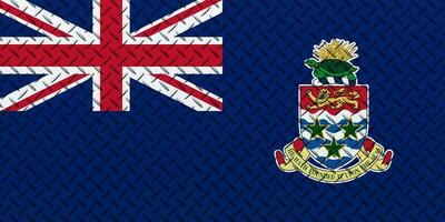 3d vlag van kaaiman eilanden Aan een metaal muur achtergrond. foto