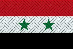 3d vlag van Syrië Aan een metaal muur achtergrond. foto