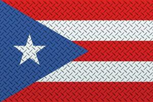 3d vlag van puerto rico Aan een metaal muur achtergrond. foto