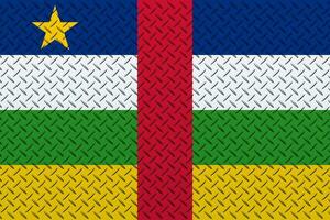 3d vlag van centraal Afrikaanse republiek Aan een metaal muur achtergrond. foto