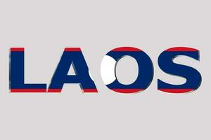 3d vlag van Laos Aan een tekst achtergrond. foto