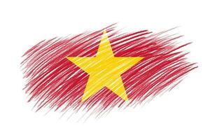 3d vlag van Vietnam Aan wijnoogst stijl borstel achtergrond. foto
