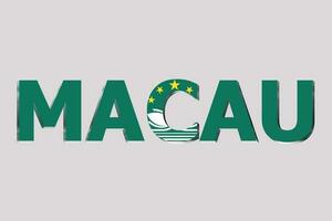 3d vlag van macau Aan een tekst achtergrond. foto