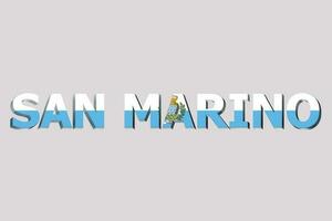 3d vlag van san marino Aan een tekst achtergrond. foto