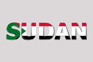 3d vlag van Soedan Aan een tekst achtergrond. foto