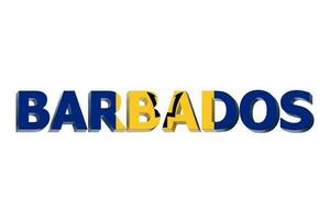 3d vlag van Barbados Aan een tekst achtergrond. foto