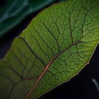 blad dichtbij omhoog ai gegenereerd afbeelding, blad groen beeld foto