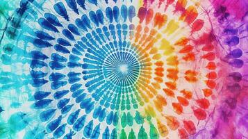 een stropdas kleurstof illustratie van een exploderend cirkel in verschillend kleuren, ai gegenereerd beeld foto