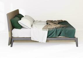 3d meubilair modern bed koning grootte met kleding stof wit en beige kleur hoofdeinde foto
