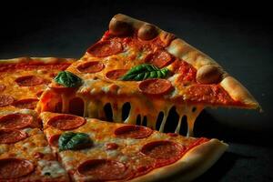pizza plakjes met gesmolten kaas gegenereerd door ai foto