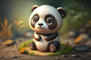 een schattig weinig 3d panda gegenereerd door ai foto