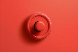 minimalistisch rood knop. muur licht schakelaar Aan een rood achtergrond. generatief ai foto