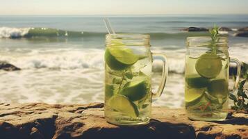 mojito drankjes Aan de strand. ai gegenereerd foto