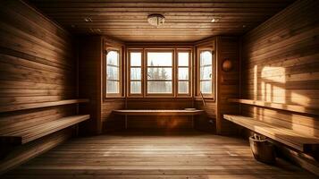 leeg houten sauna foto