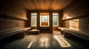 leeg houten sauna foto