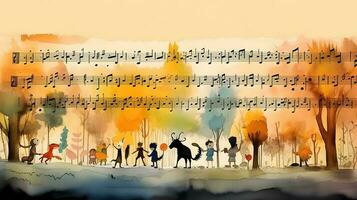 muziek- partituur voor kinderen vertegenwoordiging. foto