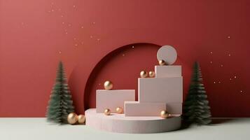 Product podium staan met Kerstmis thema achtergrond foto