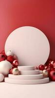 Product podium staan met Kerstmis thema achtergrond foto