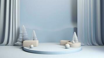 Product podium staan met Kerstmis thema achtergrond foto