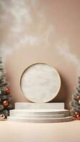 Product podium staan met Kerstmis thema achtergrond foto