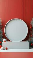 Product podium staan met Kerstmis thema achtergrond foto