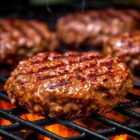 gegrild vers sappig rundvlees steak Aan grill, dichtbij omhoog, geïsoleerd, kopiëren ruimte, generatief ai foto