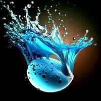 plons , vers laten vallen in water blauw transparant licht, foto
