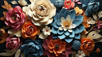 3d kleurrijk royale bloem ontwerp ai gegenereerd foto