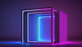 3d renderen neon lijnen in roze en blauw kleurrijk foto