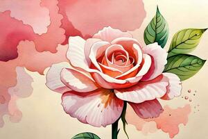 waterverf illustratie van een bloeiende roos. ai genereren foto